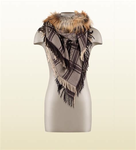 pashmina gucci rosa|gucci scarf with fur trim.